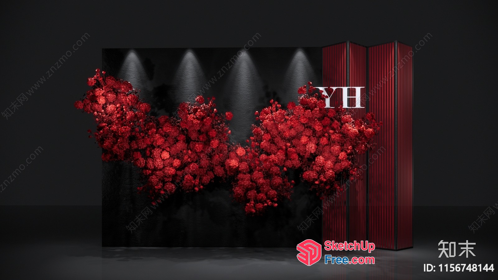 Red Flower Wall Decor 3D SketchUp File