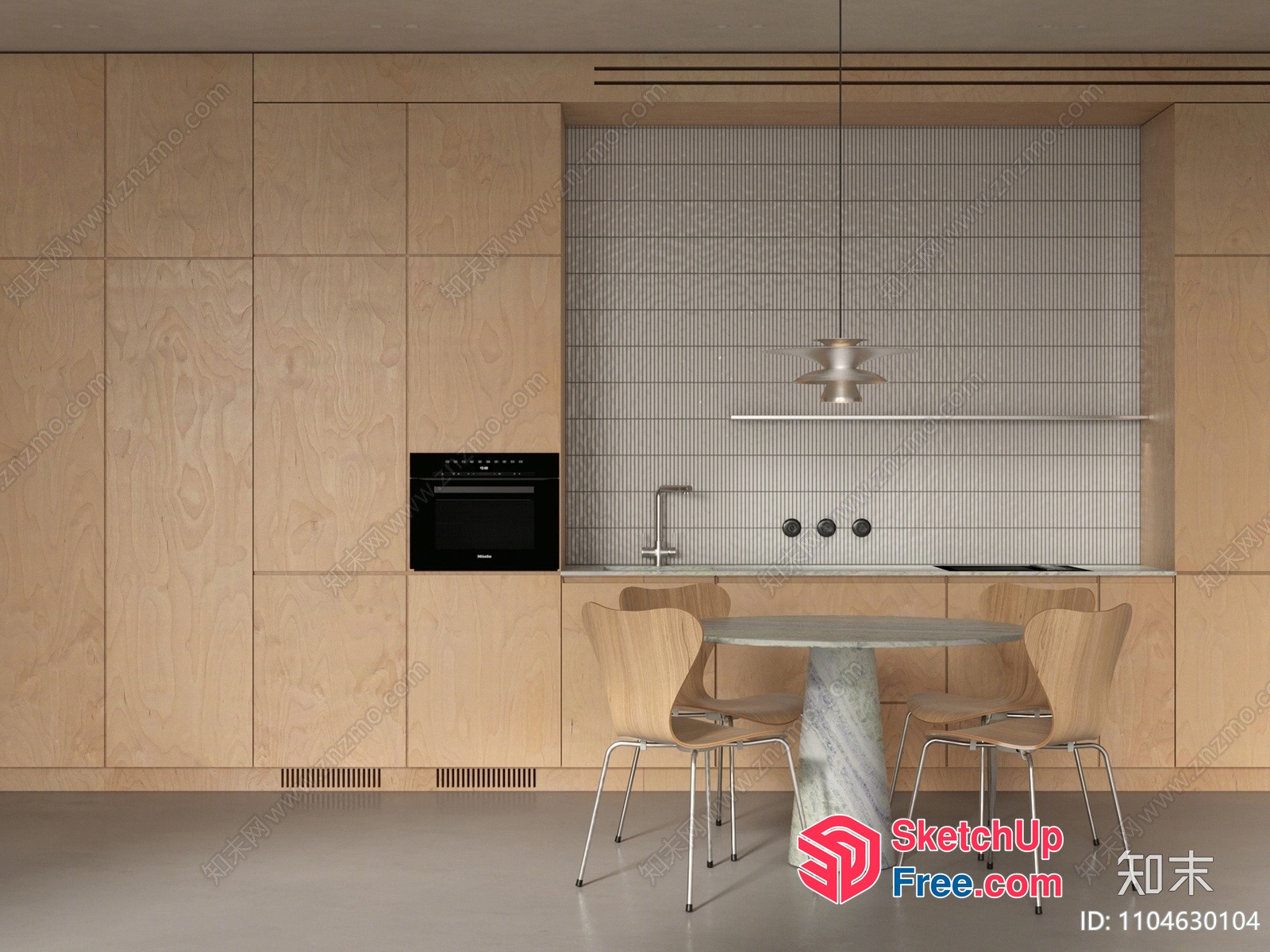 Modern Minimalist Kitchen Dining Room 3D SketchUp File