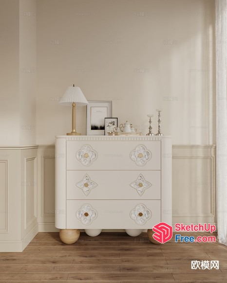 Classic White And Gold Decorative Furniture 3D SketchUp File