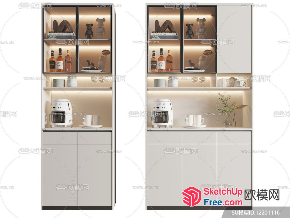 Modern Kitchen With Sleek White Cabinets And Coffee Makers 3D SketchUp File