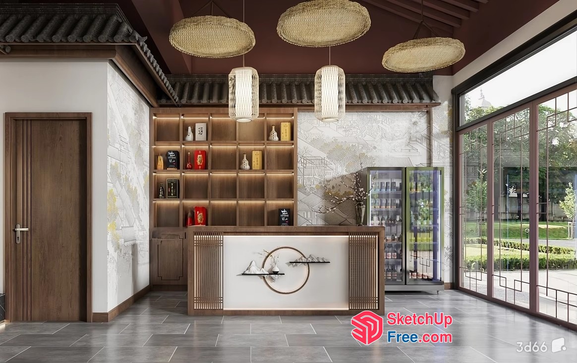 Traditional Japanese-Inspired Interior Design 3D SketchUp File