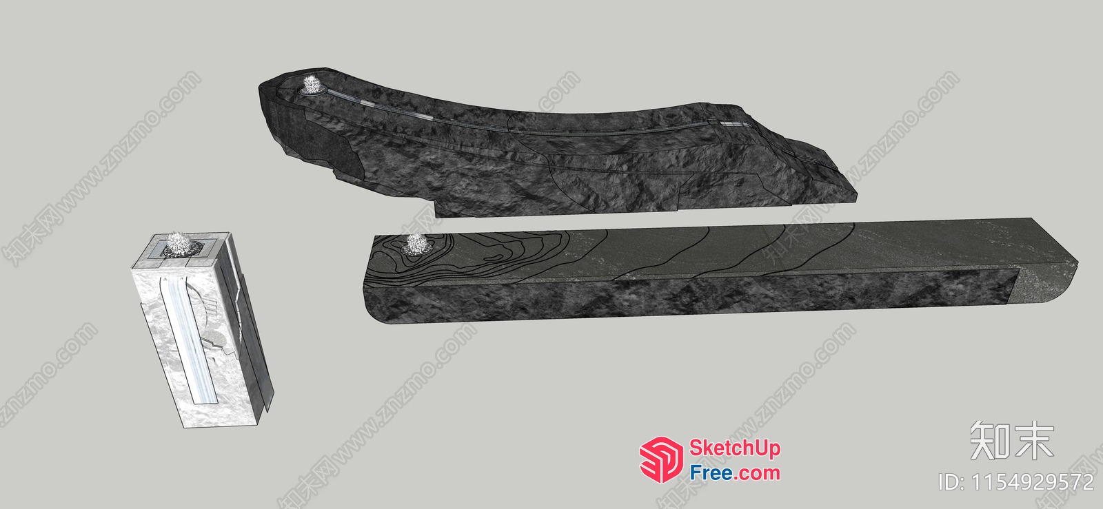 Japanese Style Stone Decorative Shelf 3D SketchUp File