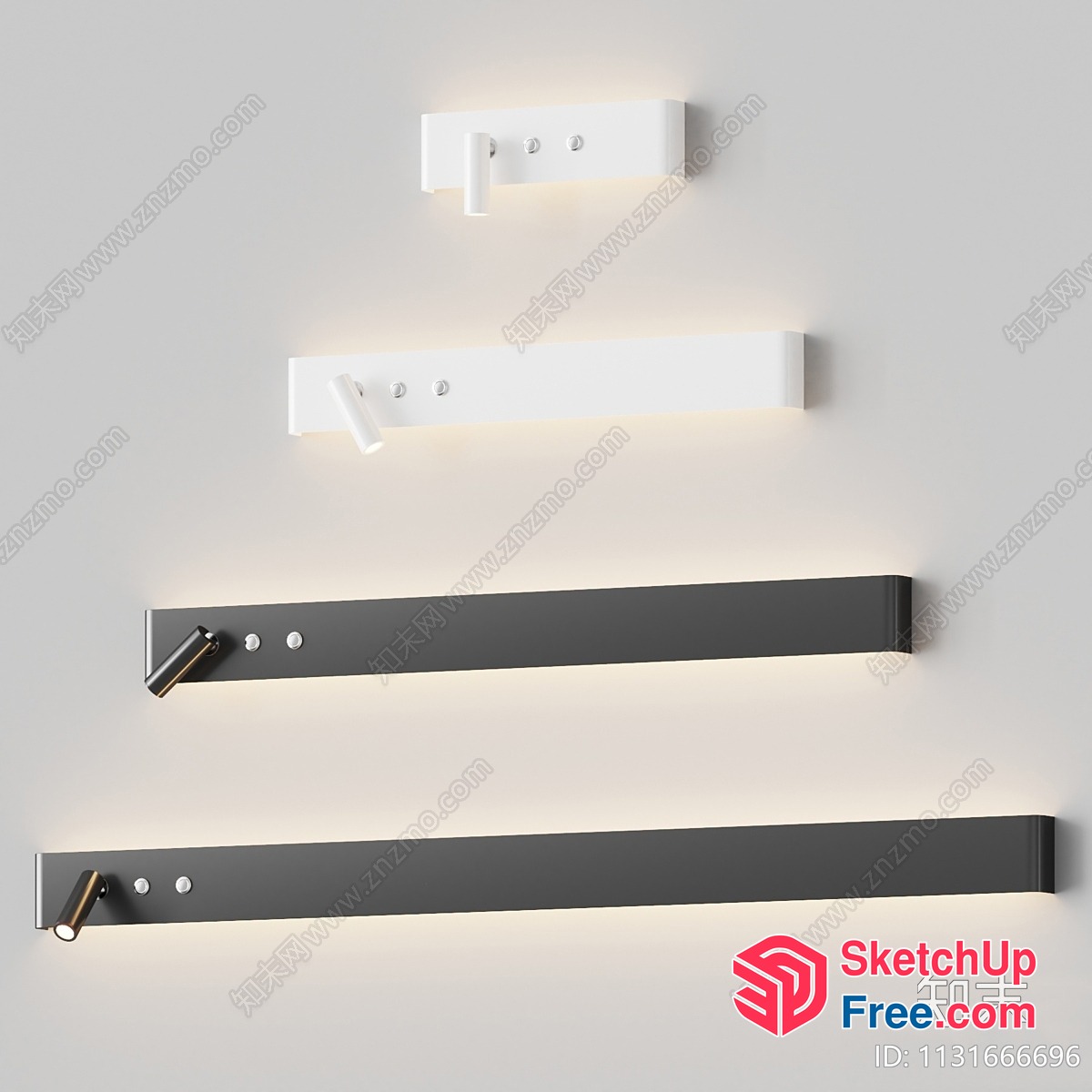 Modern Sleek Wall Lighting Fixtures 3D SketchUp File