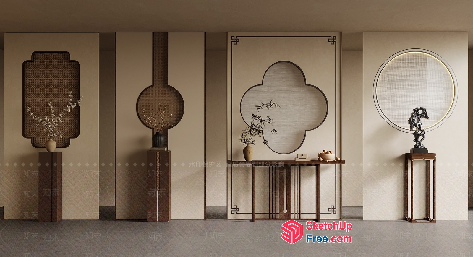 Elegant Asian-Inspired Interior Design 3D SketchUp File