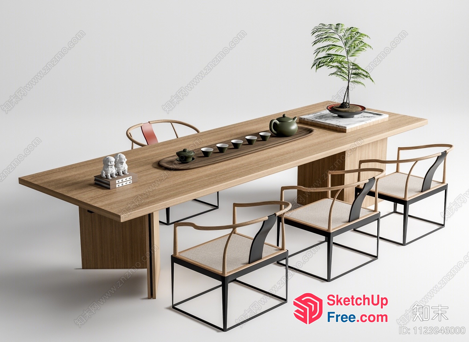 Elegant Dining Table And Chairs Set 3D SketchUp File