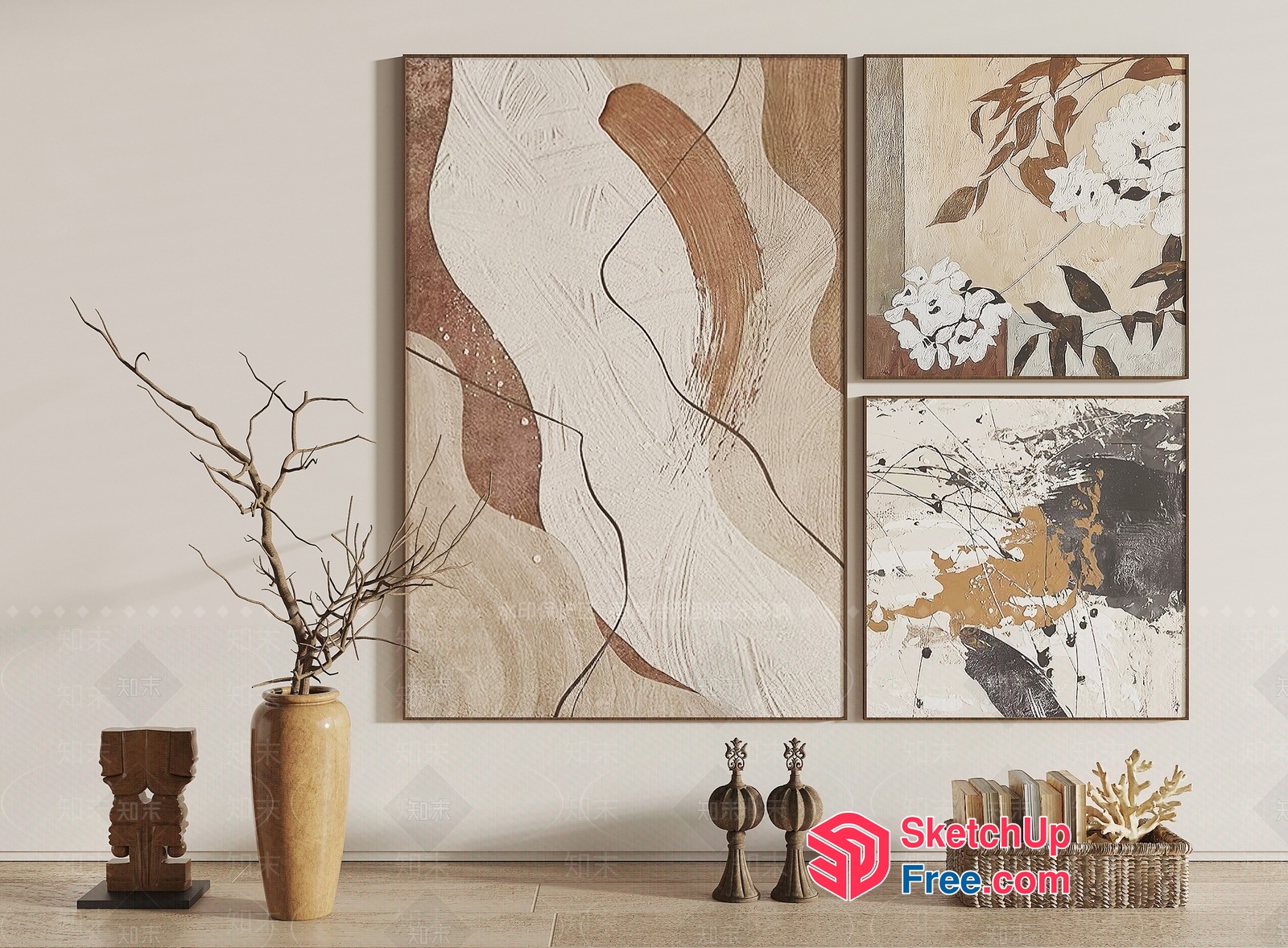 Elegant Minimalist Japanese Style Artwork Collection 3D SketchUp File