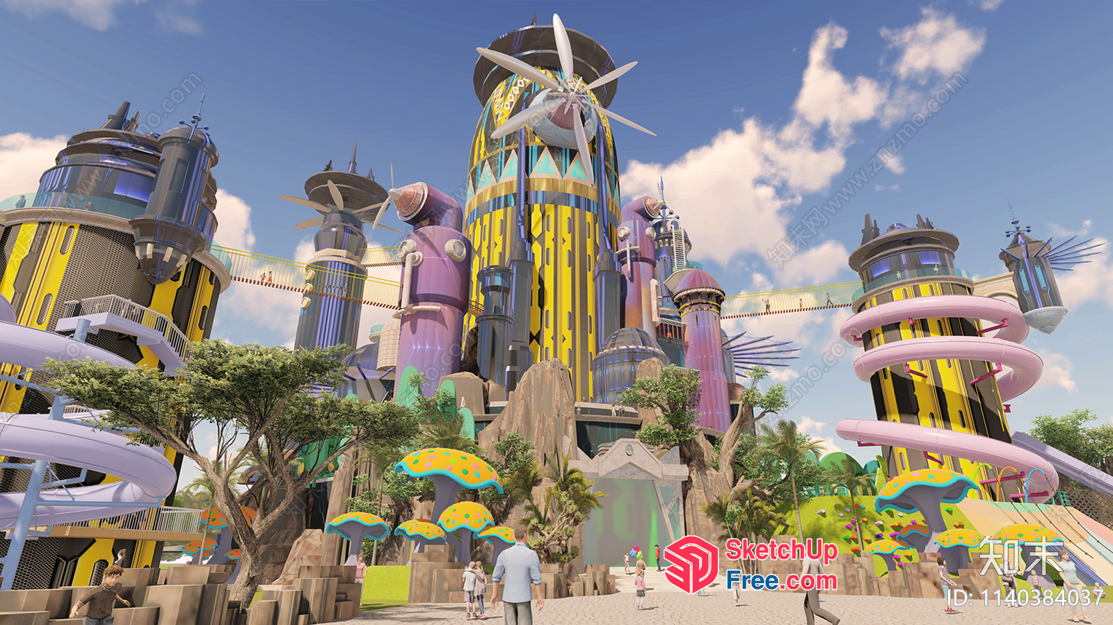 Futuristic Water Park With Unique Architecture 3D SketchUp File