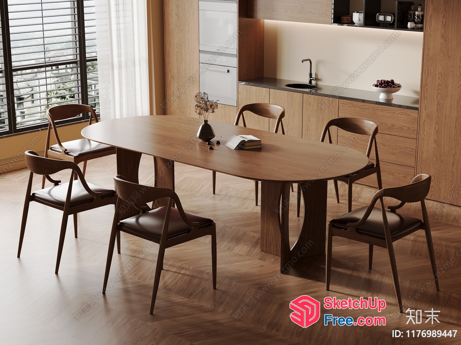 Modern Dining Room With Elegant Table And Chairs 3D SketchUp File