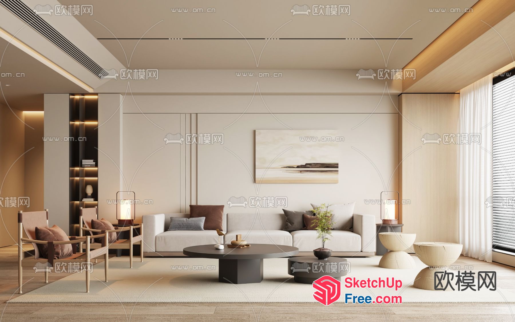 Elegant Minimalist Living Room 3D SketchUp File