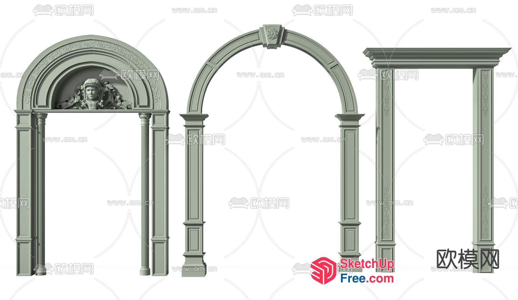 Classic Archway With Ornate Carvings And Pillars 3D SketchUp File
