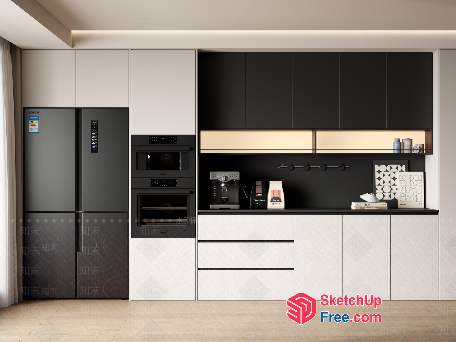 Modern Kitchen Interior With Appliances And Storage 3D SketchUp File
