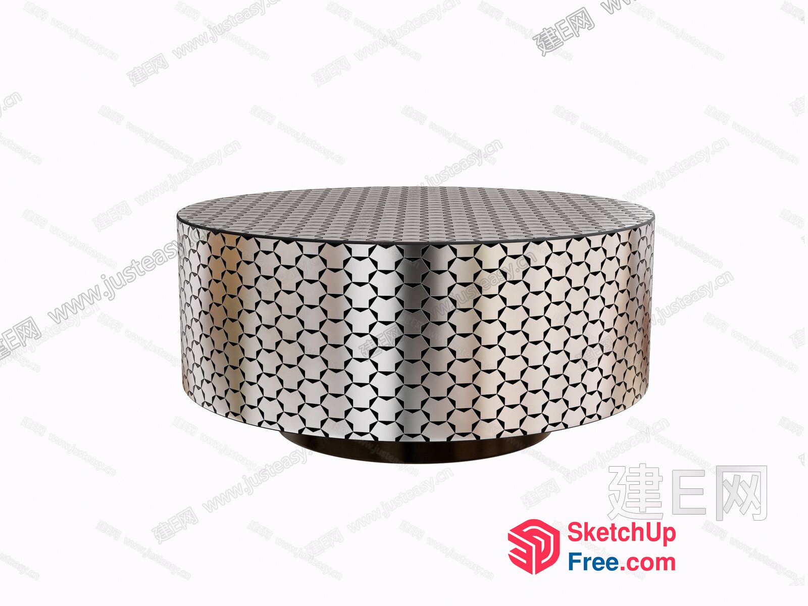 Round Coffee Table With Geometric Pattern 3D SketchUp File