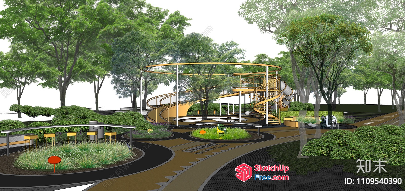 Serene Outdoor Stairway To Modern Pavilion 3D SketchUp File