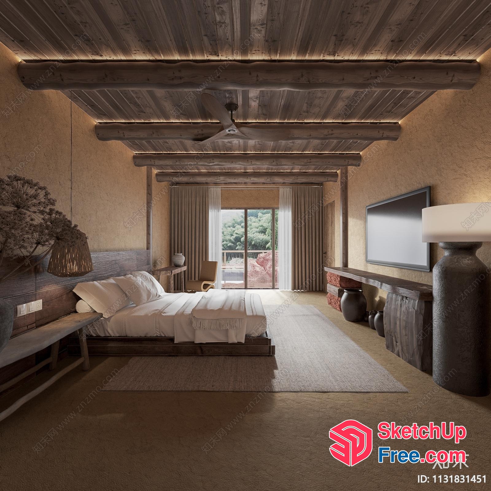 Rustic Bedroom With Natural Elements 3D SketchUp File
