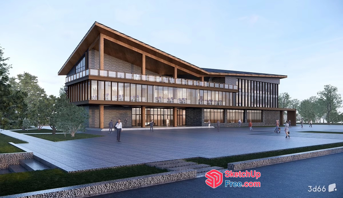Modern Glass Curtain Wall Building Exterior 3D SketchUp File