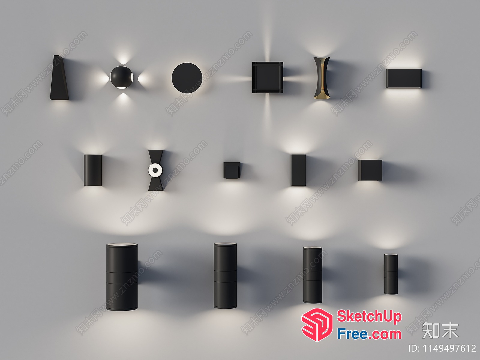 Modern Black Light Fixtures 3D SketchUp File