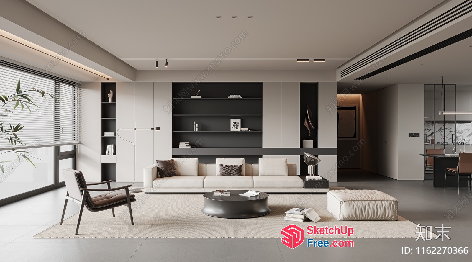 Modern Minimalist Living Room With Sleek Furniture And Natural Light 3D SketchUp File