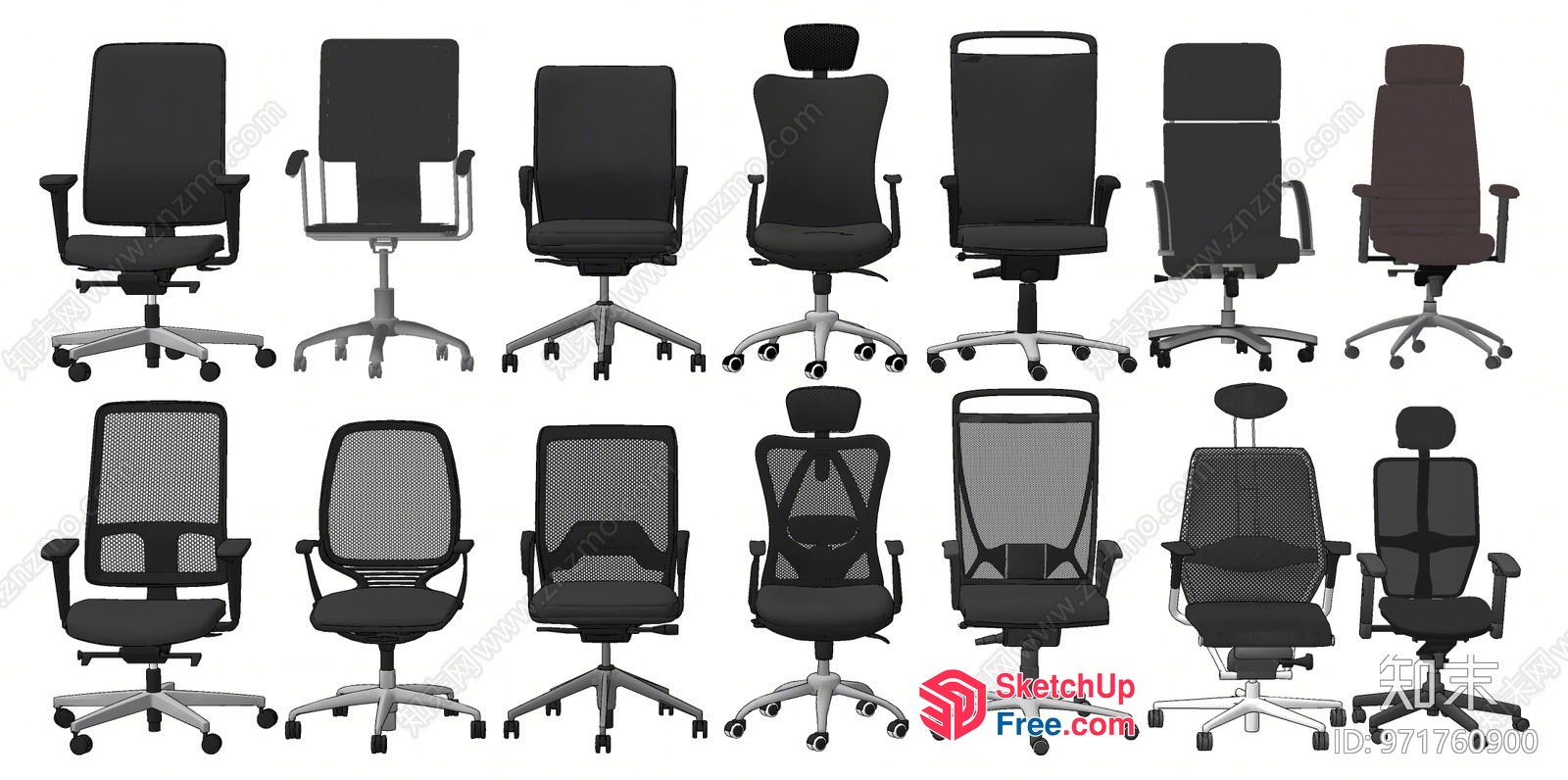 Office Chair Collection In Neutral Grey 3D SketchUp File
