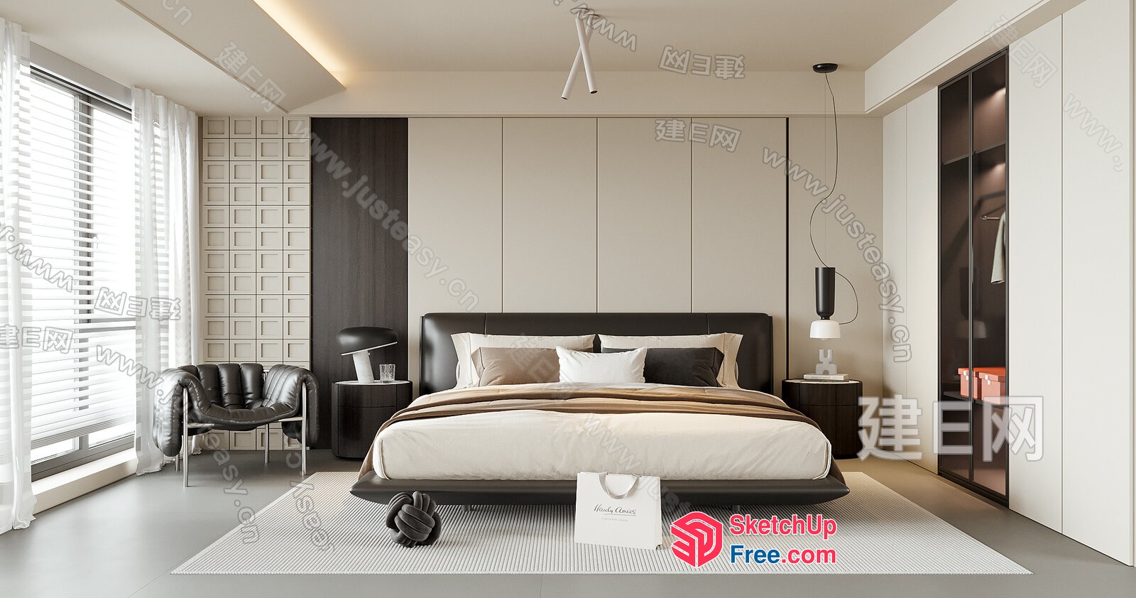 Modern Minimalist Bedroom Design With Sleek Furniture 3D SketchUp File