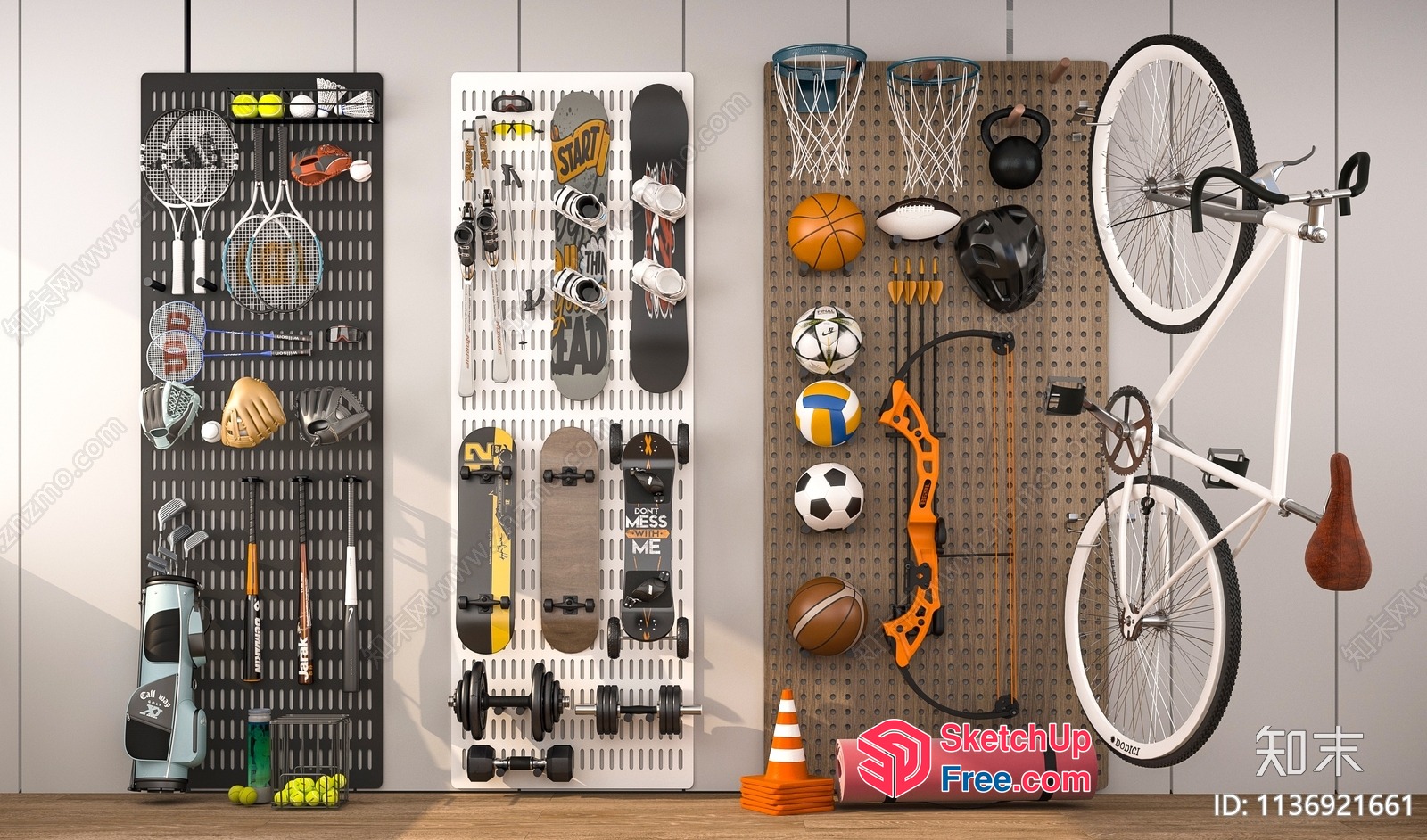 Sport Equipment Storage Wall 3D SketchUp File