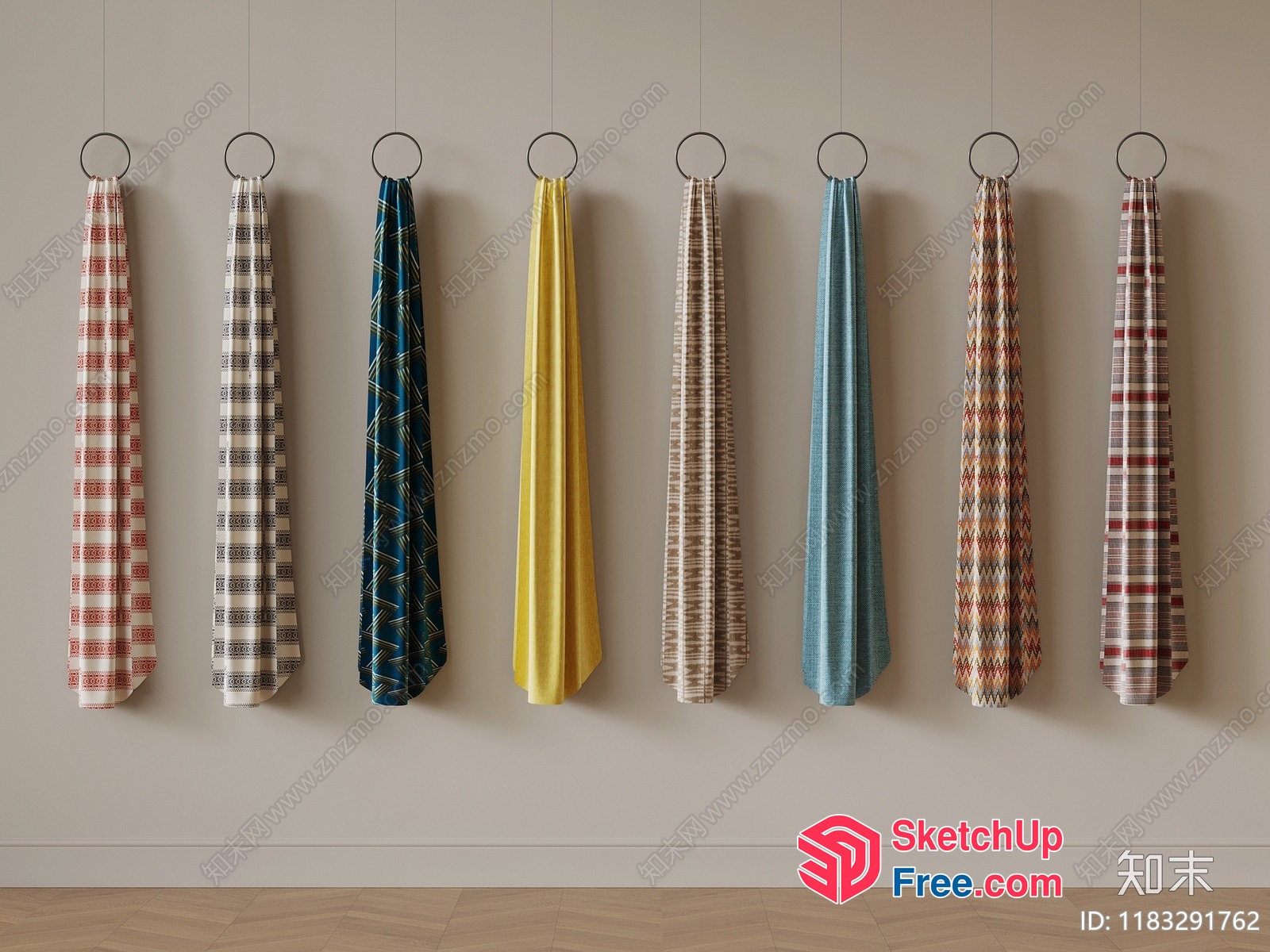Wall-Mounted Fabric Samples 3D SketchUp File