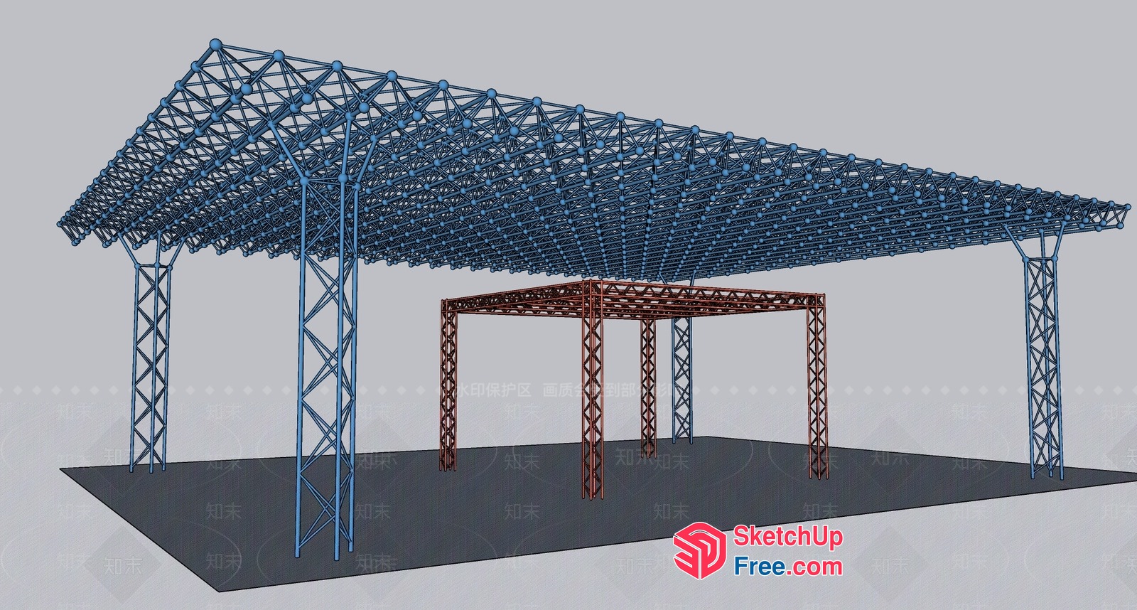 Metal Structure Roof And Pillars 3D SketchUp File