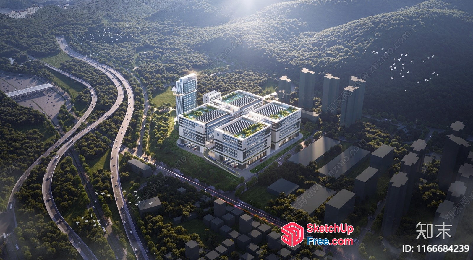 Modern Office Building In A Serene Forest Setting 3D SketchUp File