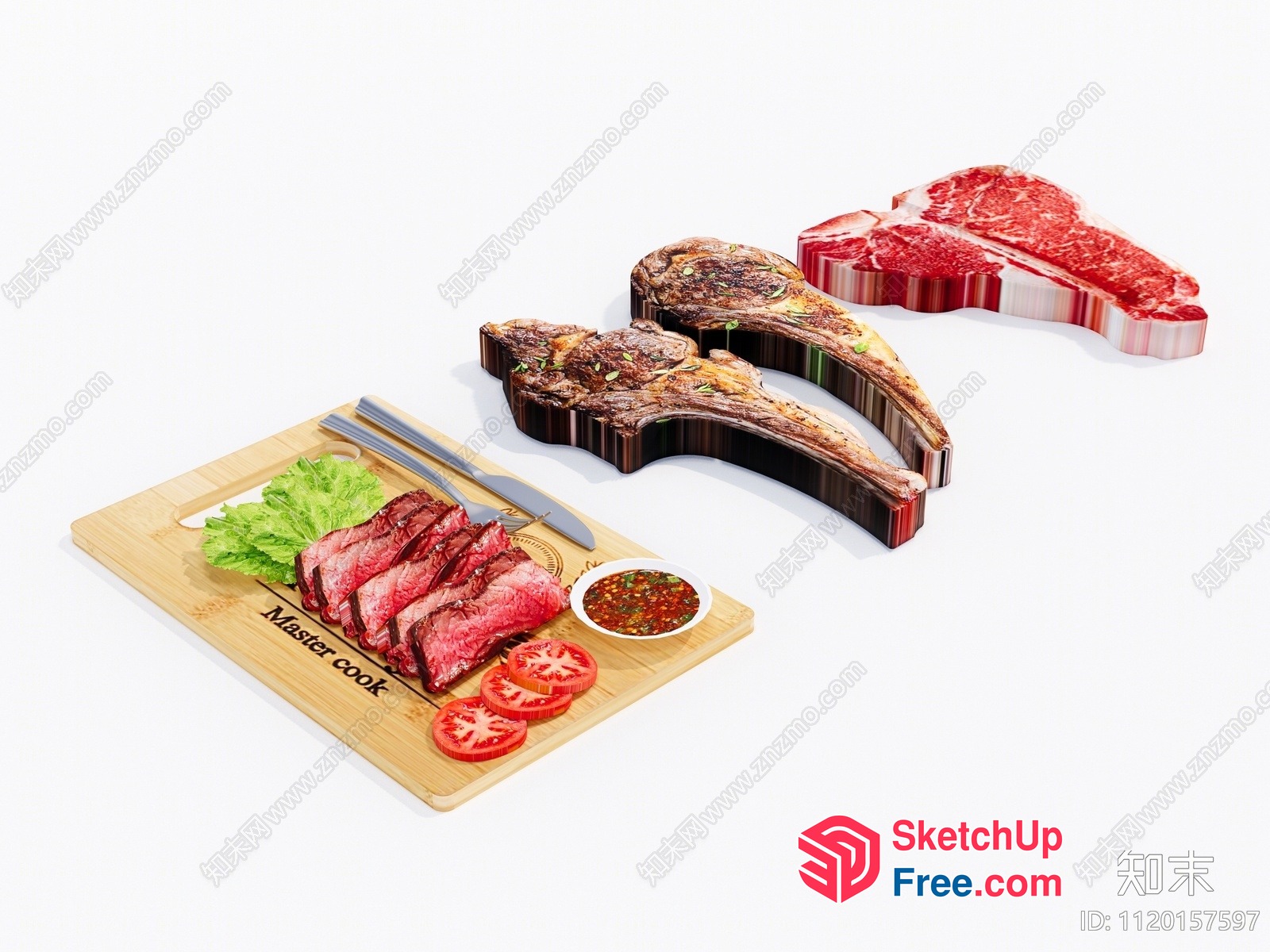 A Collection Of Steak And Cutting Board Images 3D SketchUp File