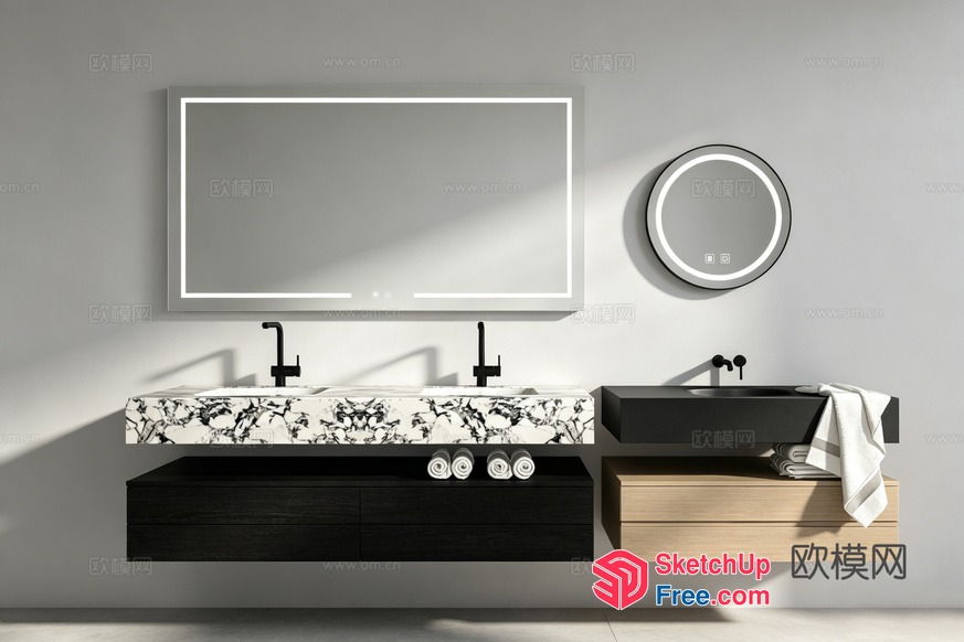 Modern Bathroom Sink And Mirror 3D SketchUp File