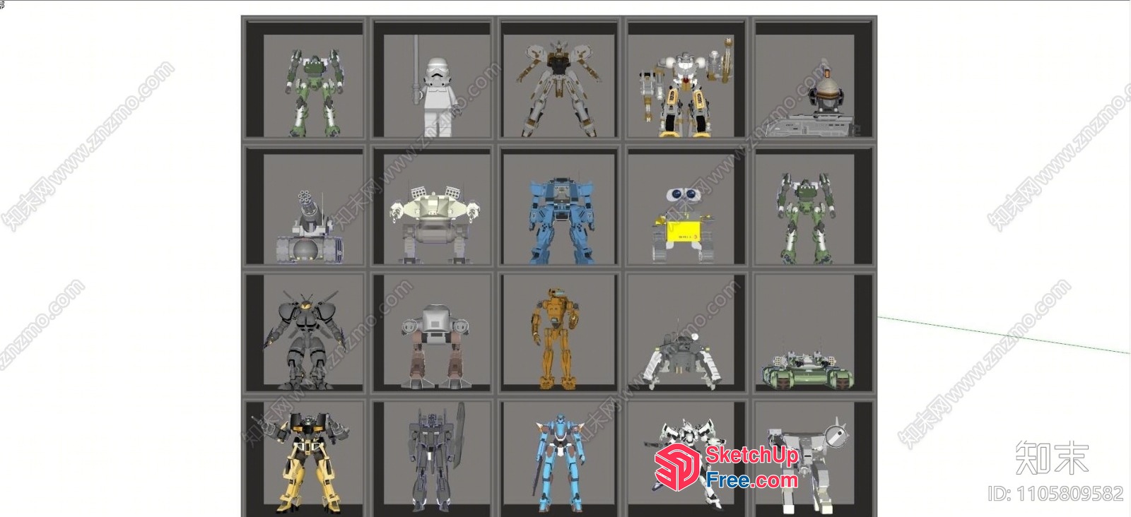 Collection Of Various Robots In A Display Case 3D SketchUp File