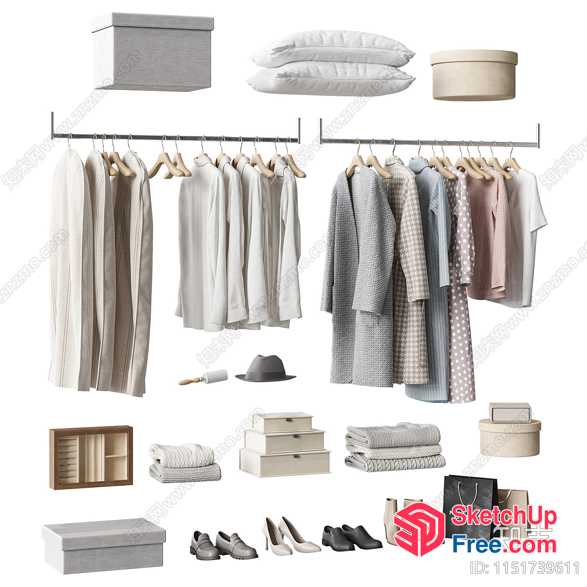 Neutral Color Palette Wardrobe Essentials 3D SketchUp File