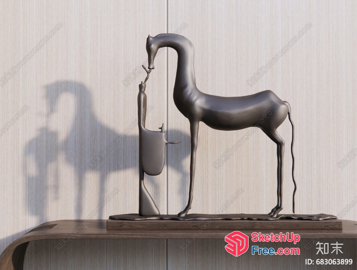 Antique Bronze Sculpture Of A Horse And A Person 3D SketchUp File