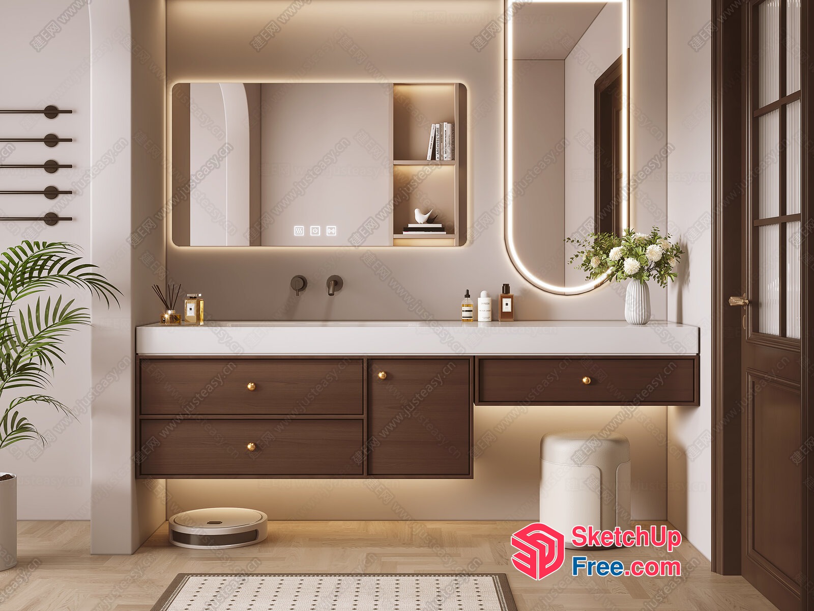 Elegant Modern Bathroom Interior 3D SketchUp File
