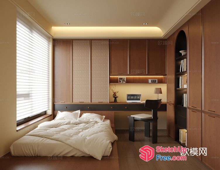 Modern Bedroom With Minimalist Furniture And Natural Light 3D SketchUp File