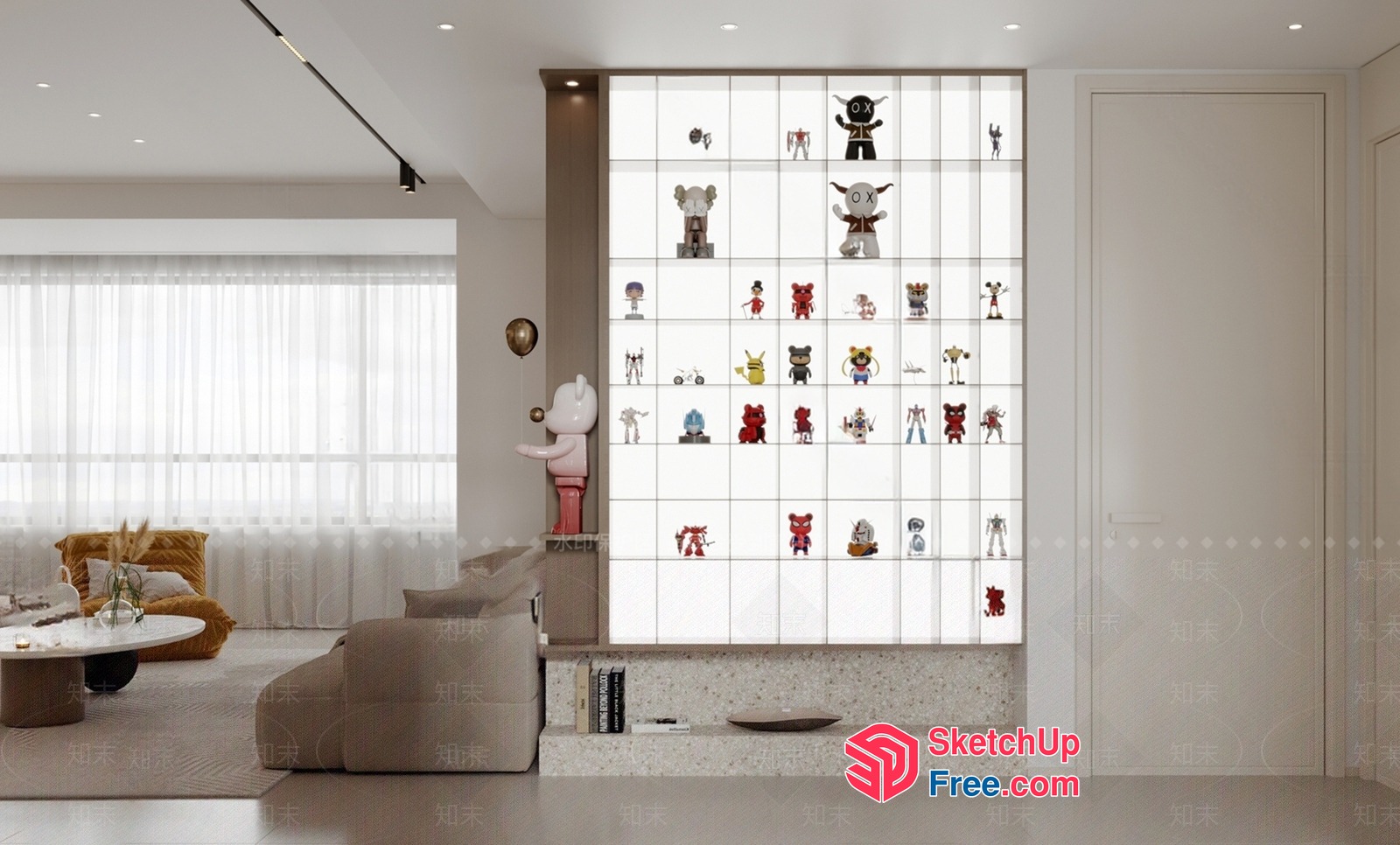 Modern Living Room With Character Decorations And Sleek Furniture 3D SketchUp File