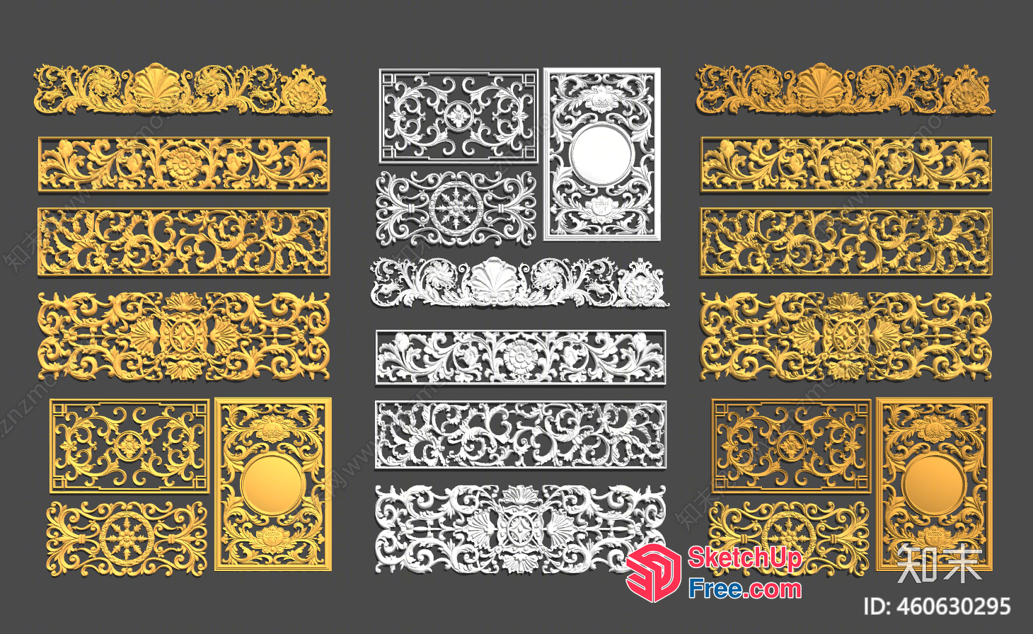 Ornate Floral Ceiling Decorations 3D SketchUp File