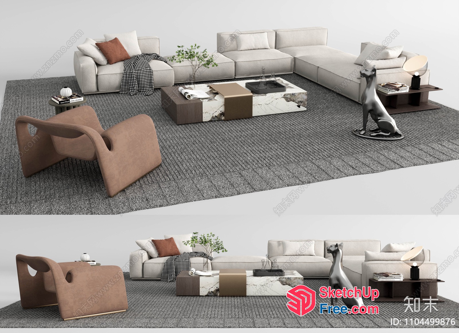 Modern Living Room Interior With Neutral Color Scheme 3D SketchUp File