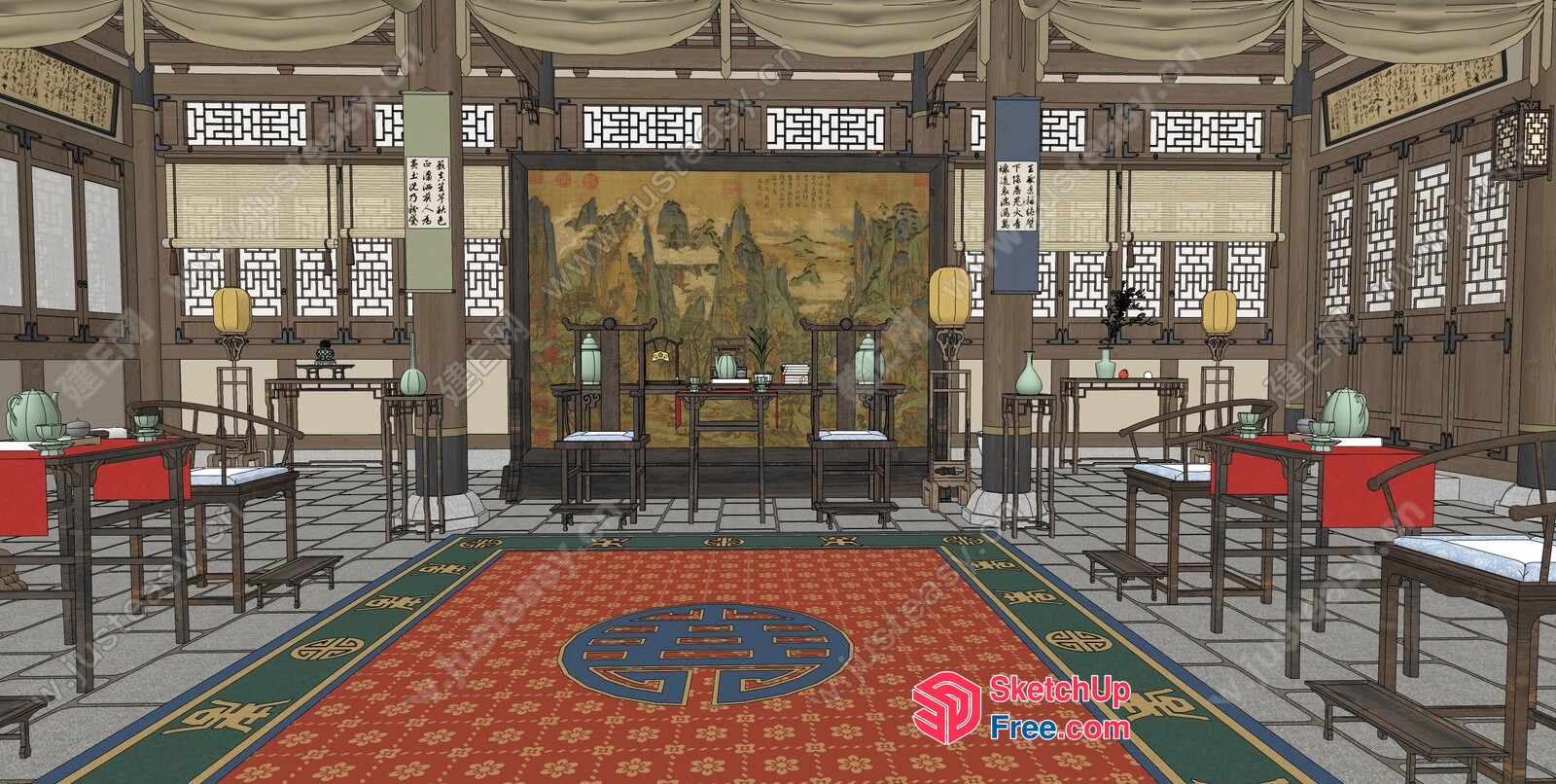 Traditional Chinese Interior Design 3D SketchUp File