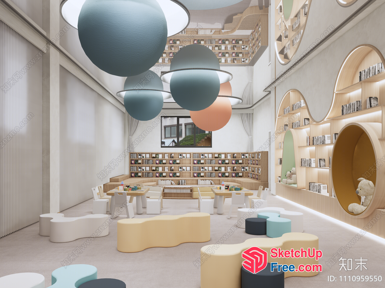 Modern Minimalist Library Interior Design 3D SketchUp File