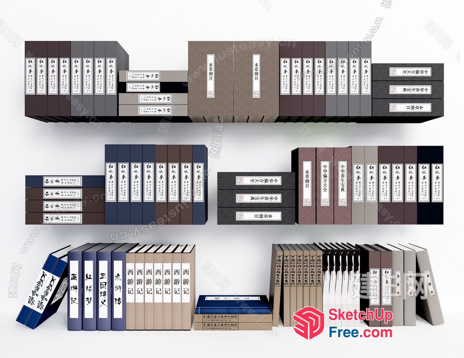Collection Of Books In Various Styles And Colors 3D SketchUp File