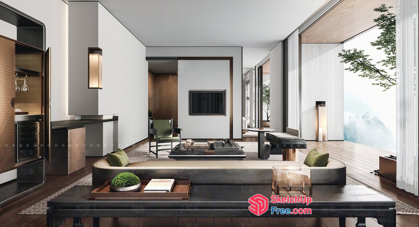 Modern Minimalist Living Room With Sleek Furniture 3D SketchUp File