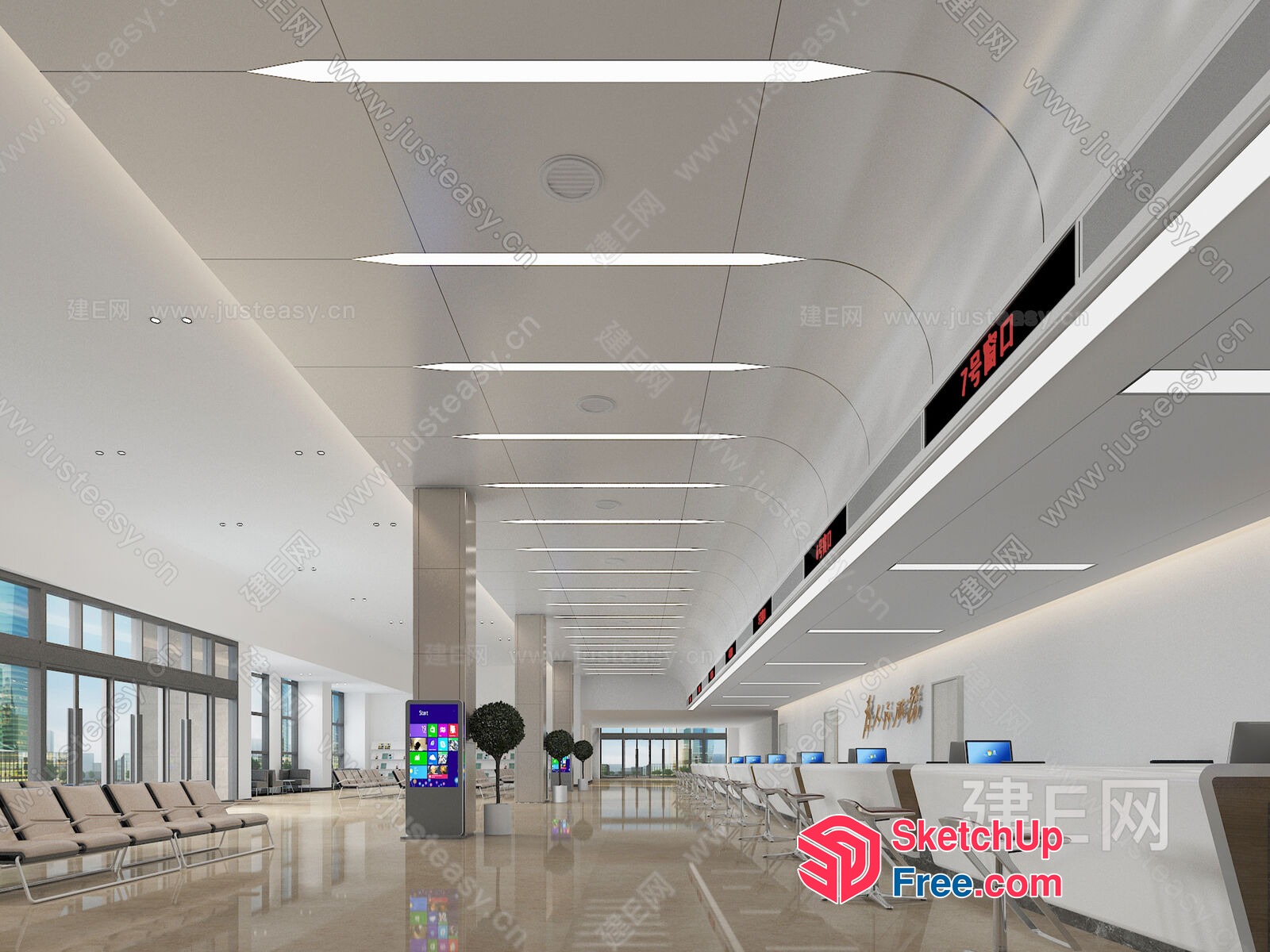 Modern Office Lobby Interior 3D SketchUp File