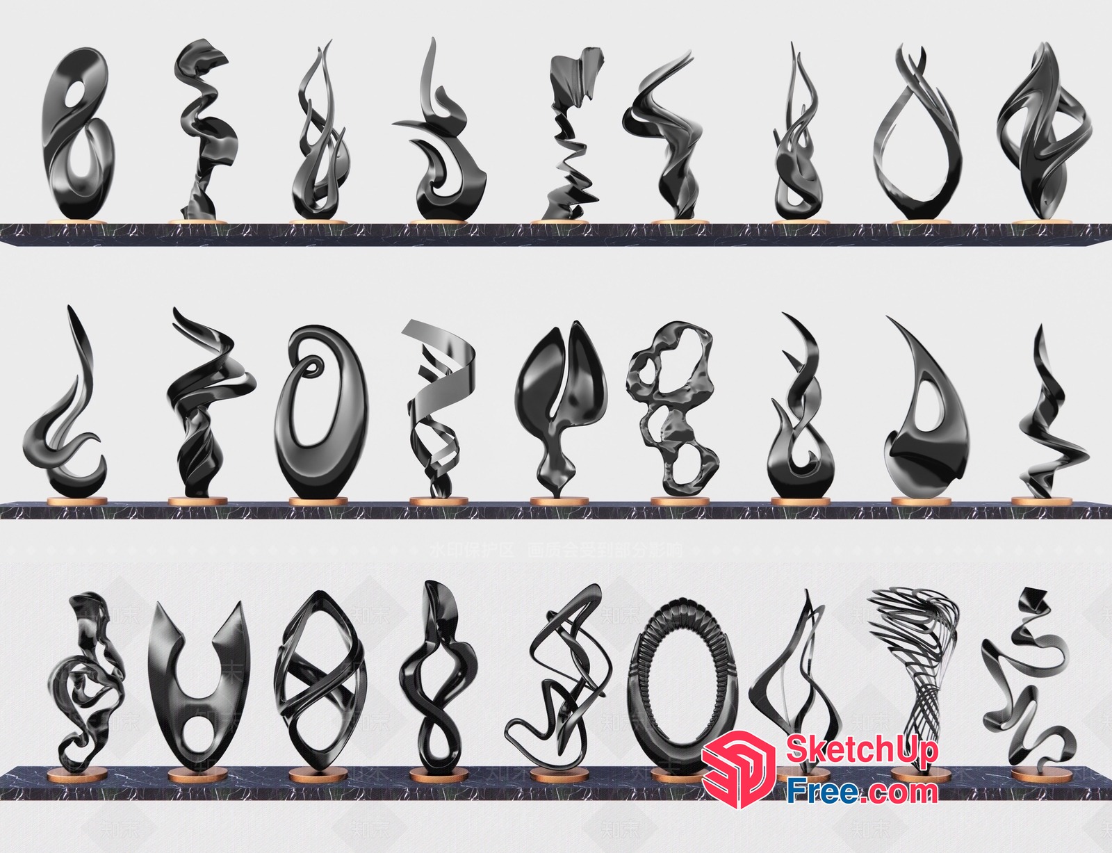 Abstract Sculptural Art Pieces 3D SketchUp File