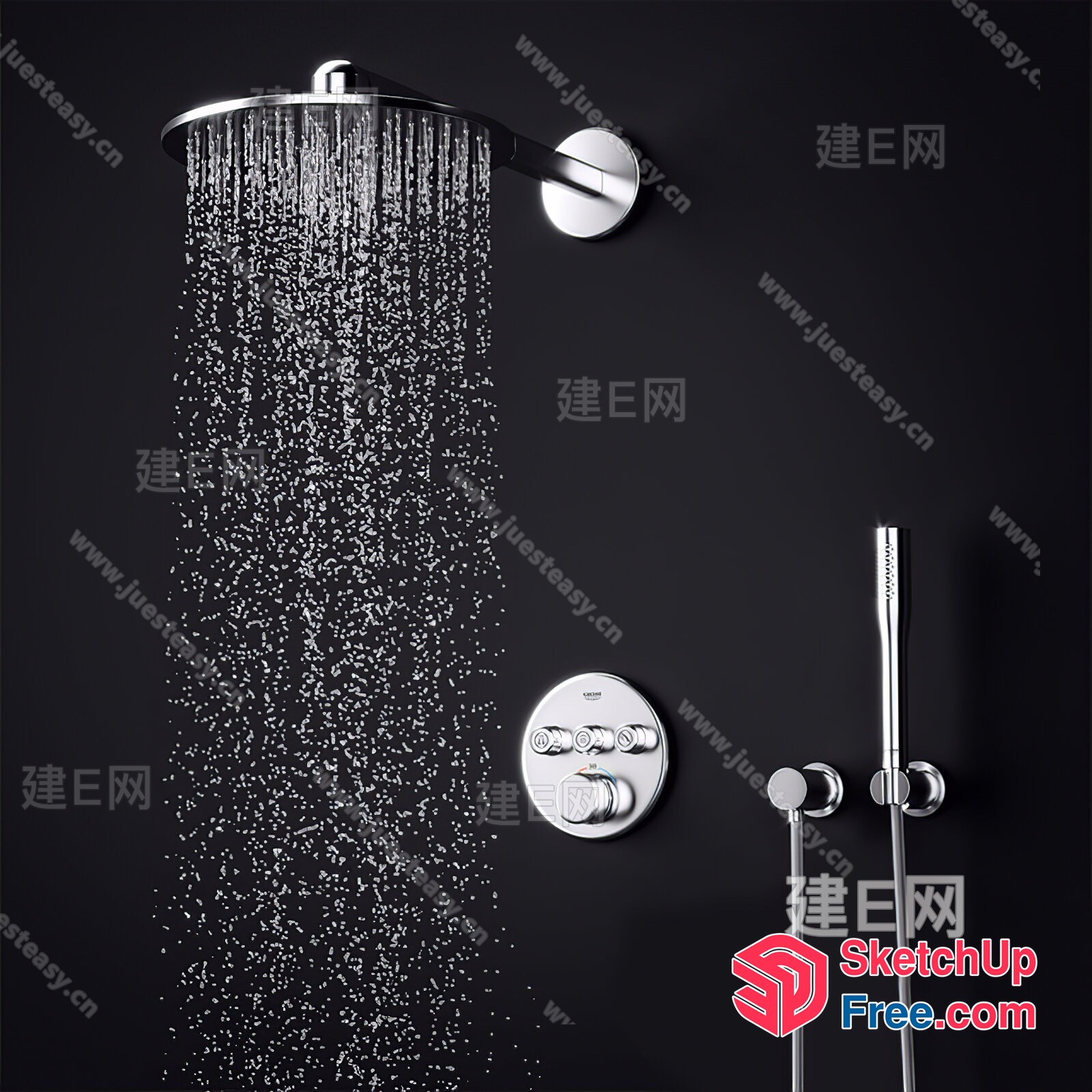 Modern Shower And Faucet System 3D SketchUp File