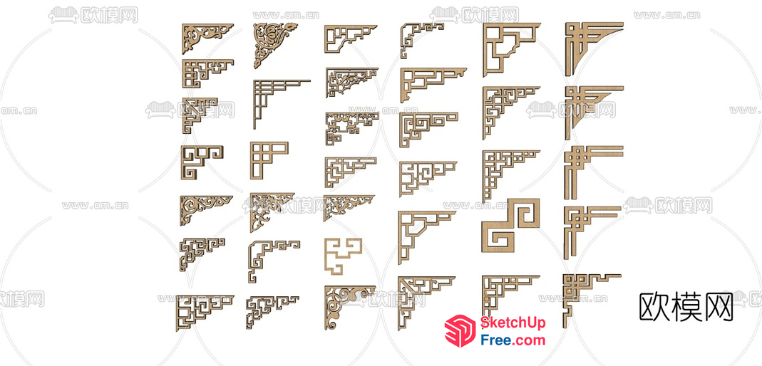 Intricate Ornate Decorative Corner Moulding Elements 3D SketchUp File