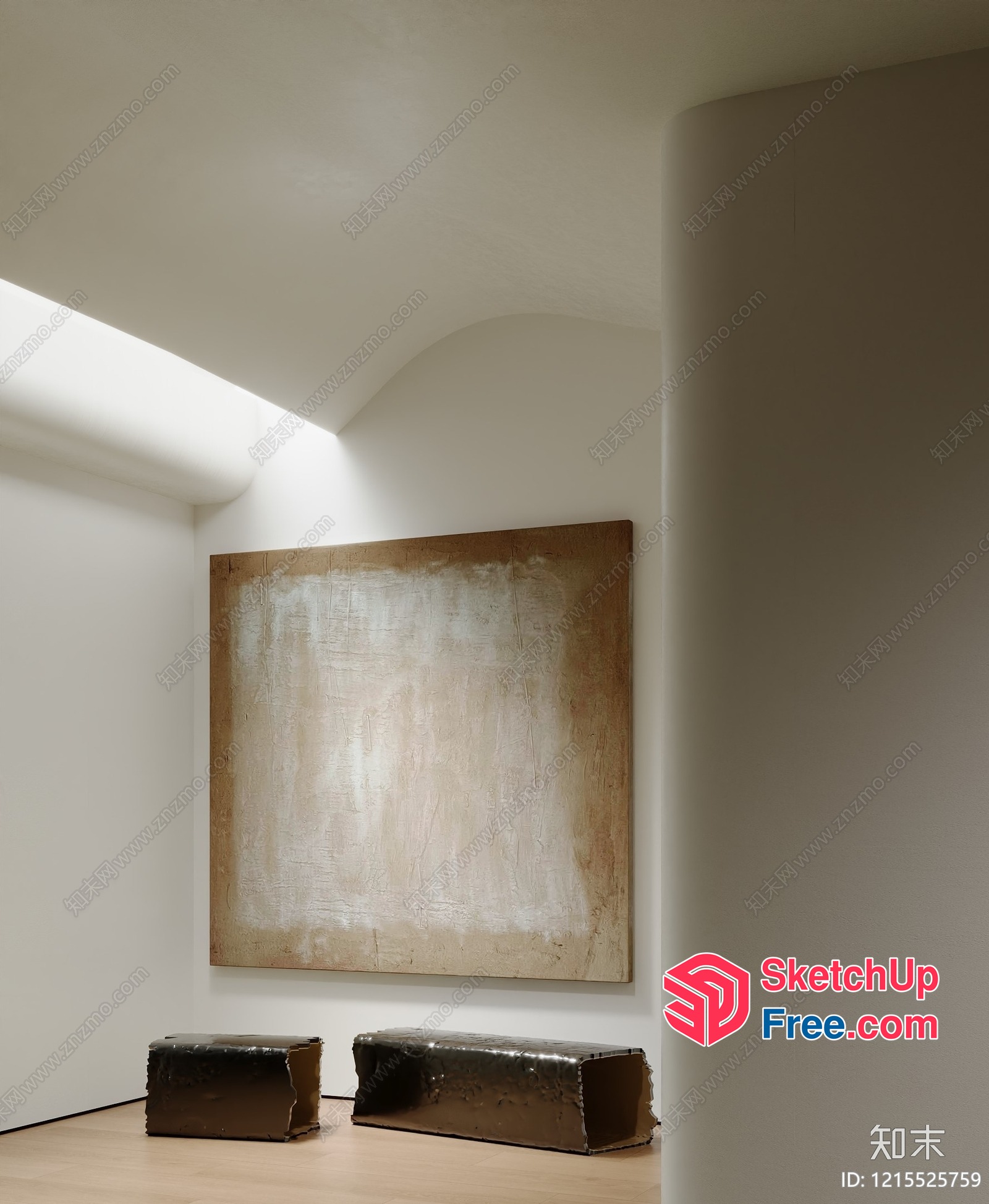 Minimalist Modern Art Gallery Interior 3D SketchUp File