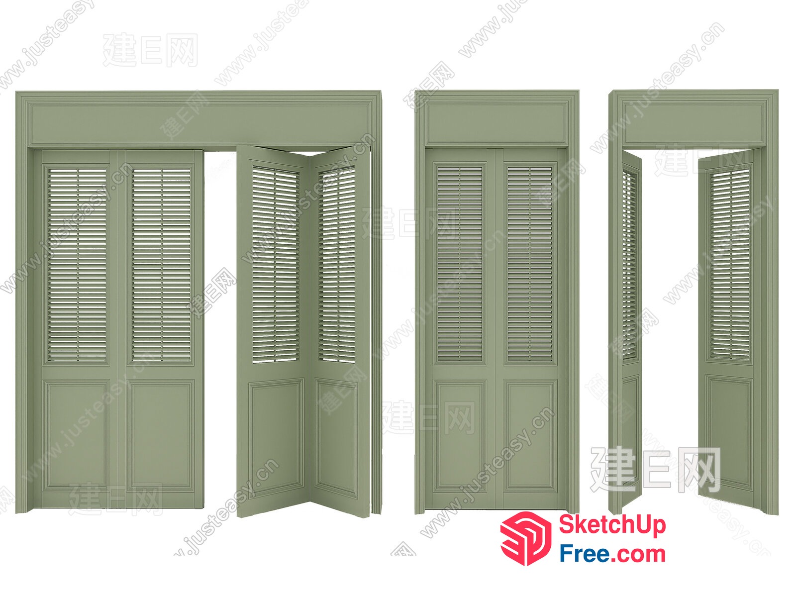 Three Doors With Shutters 3D SketchUp File