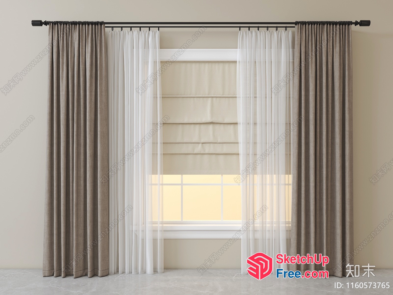 Modern Minimalist Curtain Window Interior 3D SketchUp File