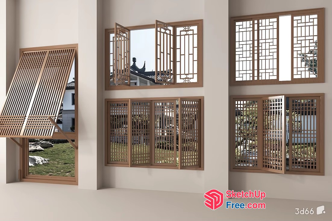 Traditional Chinese Window Designs 3D SketchUp File