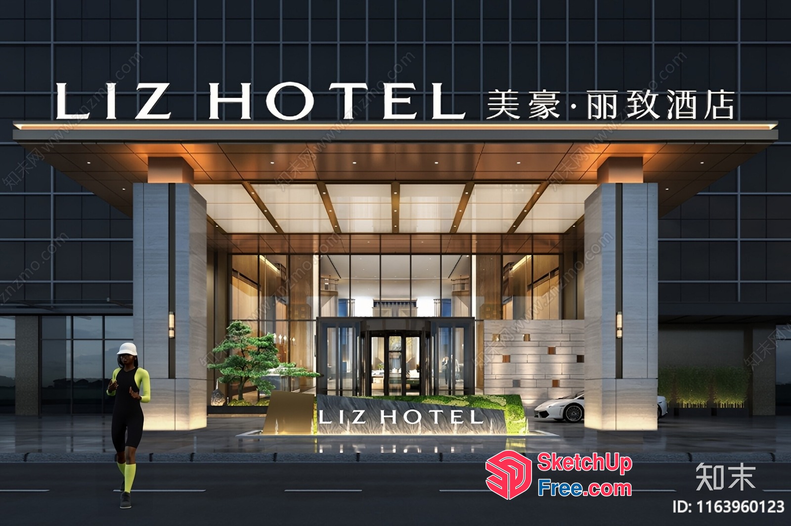 Luxurious Modern Hotel Entrance 3D SketchUp File